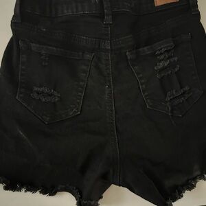 Classic Black Distressed Jean Shorts